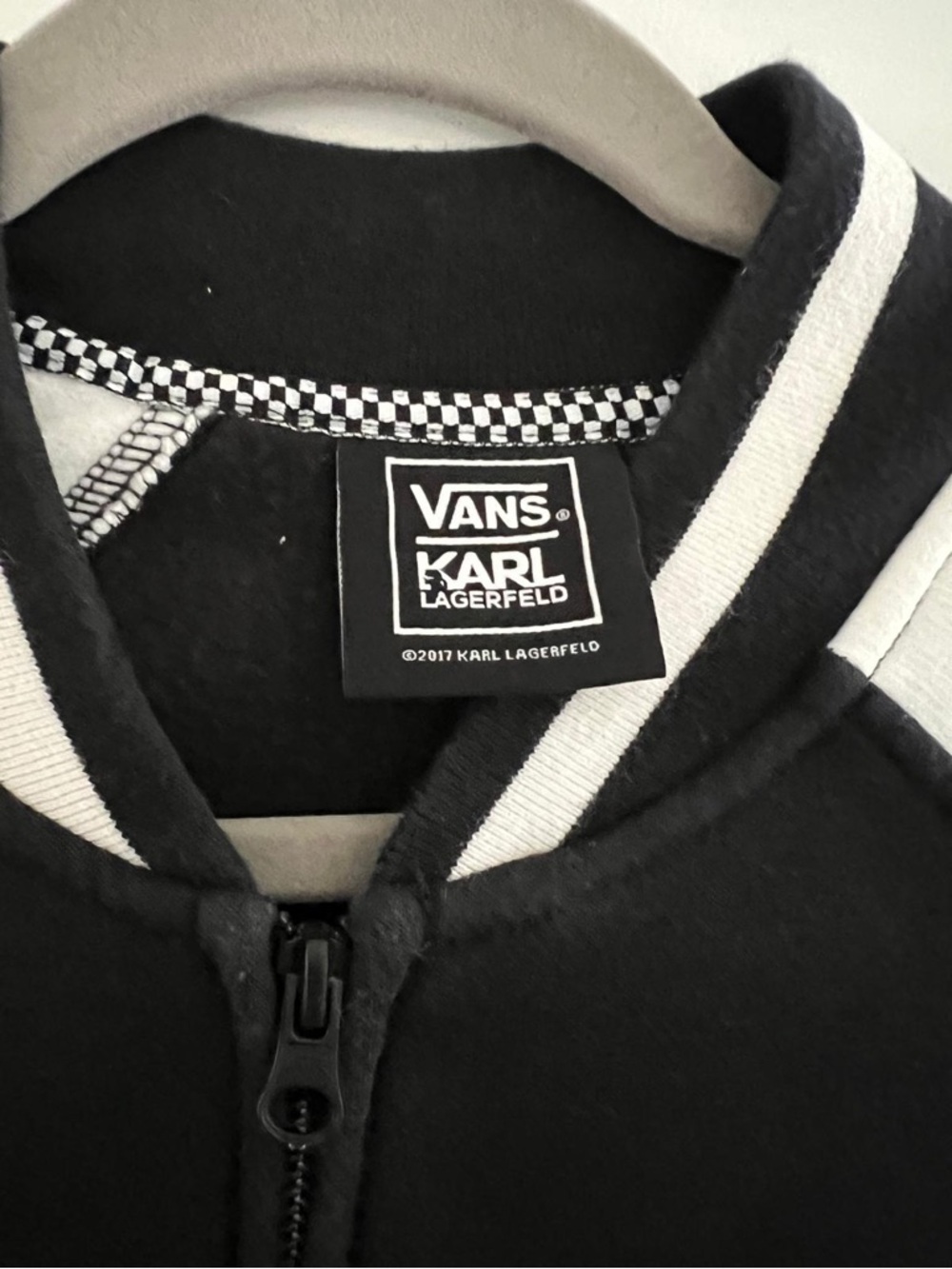 Vans x Karl Lagerfeld Black Bomber Jacket with White Trim